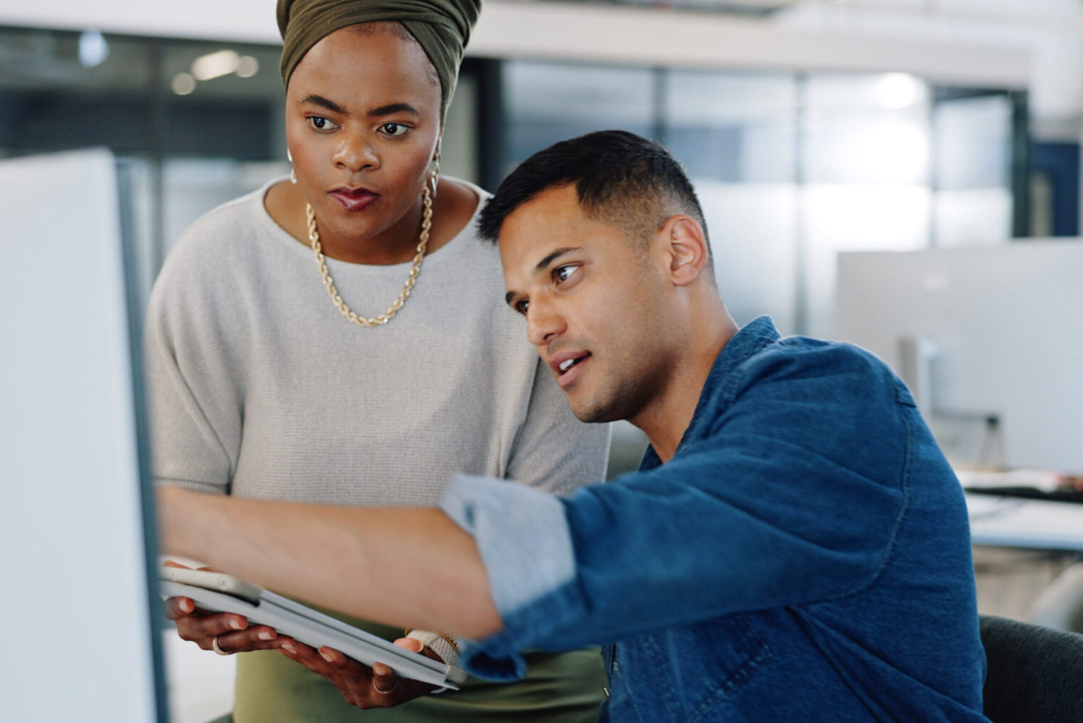 Computer, tablet and collaboration with a business team